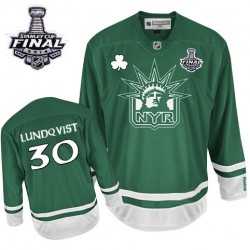 Authentic Reebok Adult Henrik Lundqvist St Patty's Day 2014 Stanley Cup Jersey - NHL 30 New York Rangers
