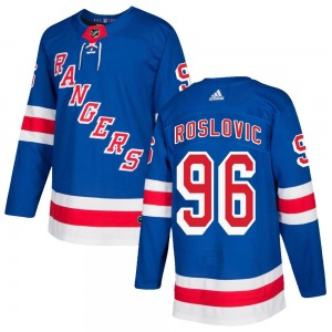 Authentic Adidas Youth Jack Roslovic Royal Blue Home Jersey - NHL New York Rangers