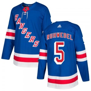Authentic Adidas Youth Chad Ruhwedel Royal Blue Home Jersey - NHL New York Rangers