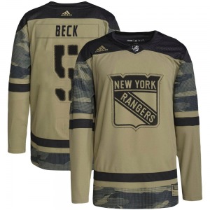 Authentic Adidas Youth Barry Beck Camo Military Appreciation Practice Jersey - NHL New York Rangers