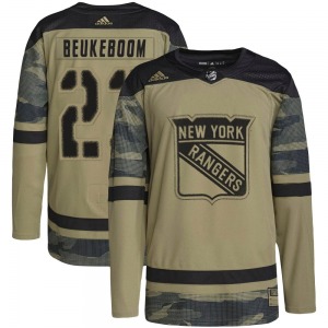 Authentic Adidas Youth Jeff Beukeboom Camo Military Appreciation Practice Jersey - NHL New York Rangers