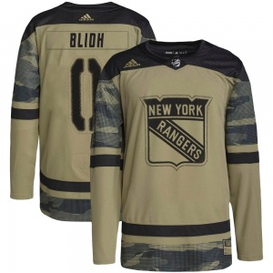 Authentic Adidas Youth Anton Blidh Camo Military Appreciation Practice Jersey - NHL New York Rangers