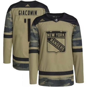 Authentic Adidas Youth Eddie Giacomin Camo Military Appreciation Practice Jersey - NHL New York Rangers