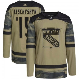 Authentic Adidas Youth Jake Leschyshyn Camo Military Appreciation Practice Jersey - NHL New York Rangers