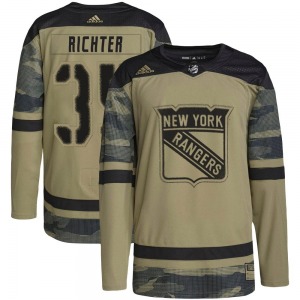 Authentic Adidas Youth Mike Richter Camo Military Appreciation Practice Jersey - NHL New York Rangers