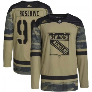 Authentic Adidas Youth Jack Roslovic Camo Military Appreciation Practice Jersey - NHL New York Rangers