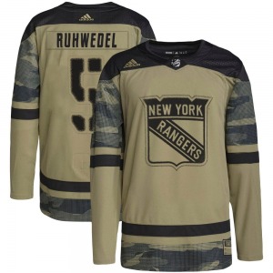 Authentic Adidas Youth Chad Ruhwedel Camo Military Appreciation Practice Jersey - NHL New York Rangers