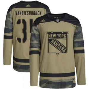 Authentic Adidas Youth John Vanbiesbrouck Camo Military Appreciation Practice Jersey - NHL New York Rangers