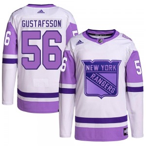 Authentic Adidas Youth Erik Gustafsson White/Purple Hockey Fights Cancer Primegreen Jersey - NHL New York Rangers