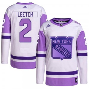 Authentic Adidas Youth Brian Leetch White/Purple Hockey Fights Cancer Primegreen Jersey - NHL New York Rangers