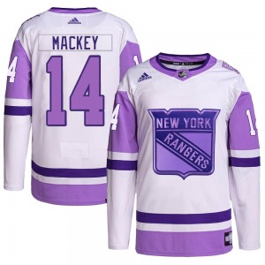 Authentic Adidas Youth Connor Mackey White/Purple Hockey Fights Cancer Primegreen Jersey - NHL New York Rangers