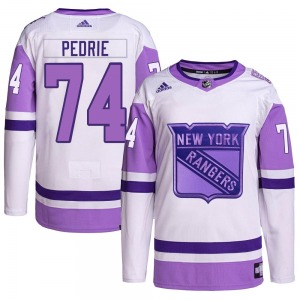 Authentic Adidas Youth Vince Pedrie White/Purple Hockey Fights Cancer Primegreen Jersey - NHL New York Rangers