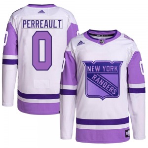 Authentic Adidas Youth Gabriel Perreault White/Purple Hockey Fights Cancer Primegreen Jersey - NHL New York Rangers