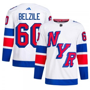Authentic Adidas Adult Alex Belzile White 2024 Stadium Series Primegreen Jersey - NHL New York Rangers