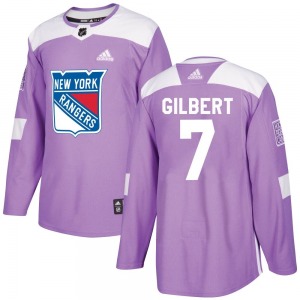 Authentic Adidas Adult Rod Gilbert Purple Fights Cancer Practice Jersey - NHL New York Rangers
