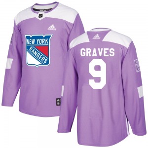 Authentic Adidas Adult Adam Graves Purple Fights Cancer Practice Jersey - NHL New York Rangers