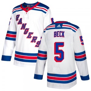 Authentic Adidas Youth Barry Beck White Jersey - NHL New York Rangers