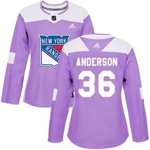 Authentic Adidas Women's Glenn Anderson Purple Fights Cancer Practice Jersey - NHL New York Rangers