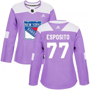 Authentic Adidas Women's Phil Esposito Purple Fights Cancer Practice Jersey - NHL New York Rangers