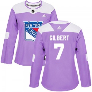 Authentic Adidas Women's Rod Gilbert Purple Fights Cancer Practice Jersey - NHL New York Rangers