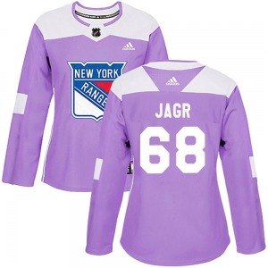 Authentic Adidas Women's Jaromir Jagr Purple Fights Cancer Practice Jersey - NHL New York Rangers