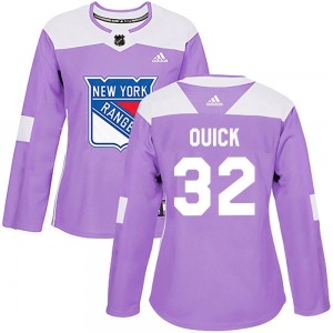 Authentic Adidas Women's Jonathan Quick Purple Fights Cancer Practice Jersey - NHL New York Rangers