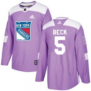 Authentic Adidas Youth Barry Beck Purple Fights Cancer Practice Jersey - NHL New York Rangers