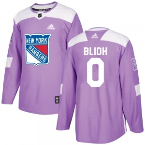 Authentic Adidas Youth Anton Blidh Purple Fights Cancer Practice Jersey - NHL New York Rangers