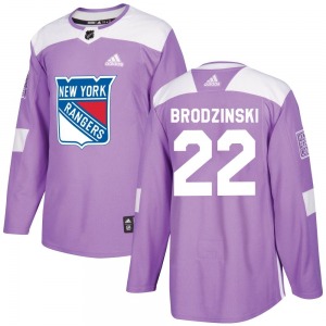 Authentic Adidas Youth Jonny Brodzinski Purple Fights Cancer Practice Jersey - NHL New York Rangers