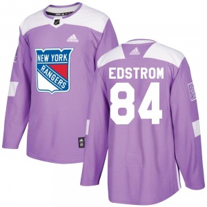 Authentic Adidas Youth Adam Edstrom Purple Fights Cancer Practice Jersey - NHL New York Rangers