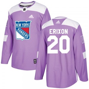 Authentic Adidas Youth Jan Erixon Purple Fights Cancer Practice Jersey - NHL New York Rangers