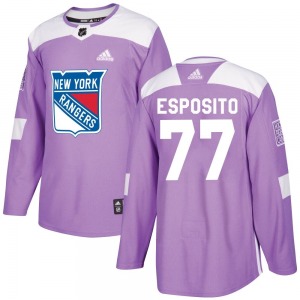 Authentic Adidas Youth Phil Esposito Purple Fights Cancer Practice Jersey - NHL New York Rangers