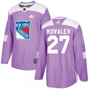 Authentic Adidas Youth Alex Kovalev Purple Fights Cancer Practice Jersey - NHL New York Rangers
