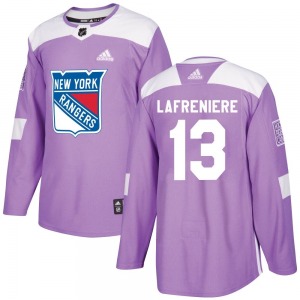 Authentic Adidas Youth Alexis Lafreniere Purple Fights Cancer Practice Jersey - NHL New York Rangers