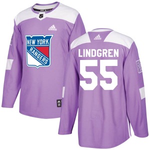 Authentic Adidas Youth Ryan Lindgren Purple Fights Cancer Practice Jersey - NHL New York Rangers