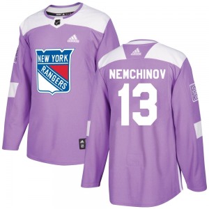 Authentic Adidas Youth Sergei Nemchinov Purple Fights Cancer Practice Jersey - NHL New York Rangers