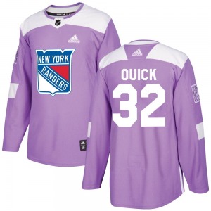 Authentic Adidas Youth Jonathan Quick Purple Fights Cancer Practice Jersey - NHL New York Rangers