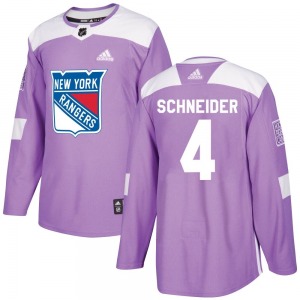 Authentic Adidas Youth Braden Schneider Purple Fights Cancer Practice Jersey - NHL New York Rangers