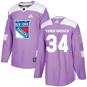 Authentic Adidas Youth John Vanbiesbrouck Purple Fights Cancer Practice Jersey - NHL New York Rangers