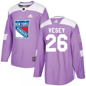 Authentic Adidas Youth Jimmy Vesey Purple Fights Cancer Practice Jersey - NHL New York Rangers