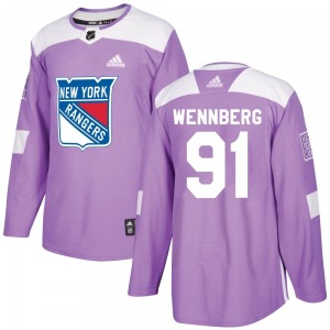 Authentic Adidas Youth Alex Wennberg Purple Fights Cancer Practice Jersey - NHL New York Rangers