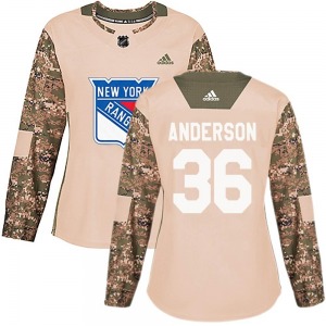 Authentic Adidas Women's Glenn Anderson Camo Veterans Day Practice Jersey - NHL New York Rangers