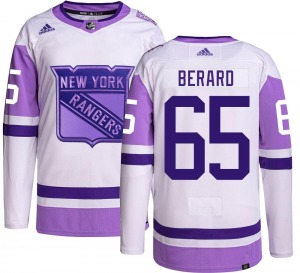 Authentic Adidas Youth Brett Berard Hockey Fights Cancer Jersey - NHL New York Rangers