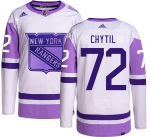 Authentic Adidas Youth Filip Chytil Hockey Fights Cancer Jersey - NHL New York Rangers