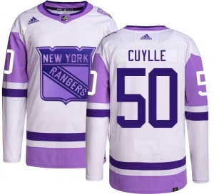 Authentic Adidas Youth Will Cuylle Hockey Fights Cancer Jersey - NHL New York Rangers