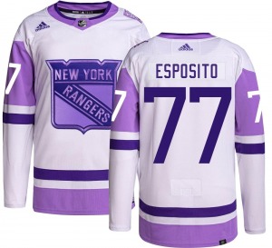 Authentic Adidas Youth Phil Esposito Hockey Fights Cancer Jersey - NHL New York Rangers