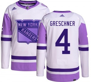 Authentic Adidas Youth Ron Greschner Hockey Fights Cancer Jersey - NHL New York Rangers