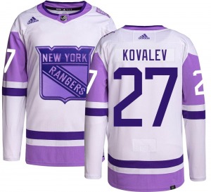 Authentic Adidas Youth Alex Kovalev Hockey Fights Cancer Jersey - NHL New York Rangers