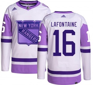 Authentic Adidas Youth Pat Lafontaine Hockey Fights Cancer Jersey - NHL New York Rangers