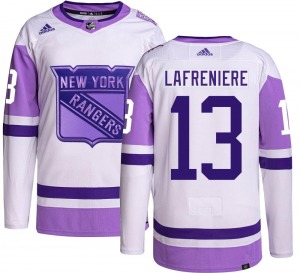 Authentic Adidas Youth Alexis Lafreniere Hockey Fights Cancer Jersey - NHL New York Rangers